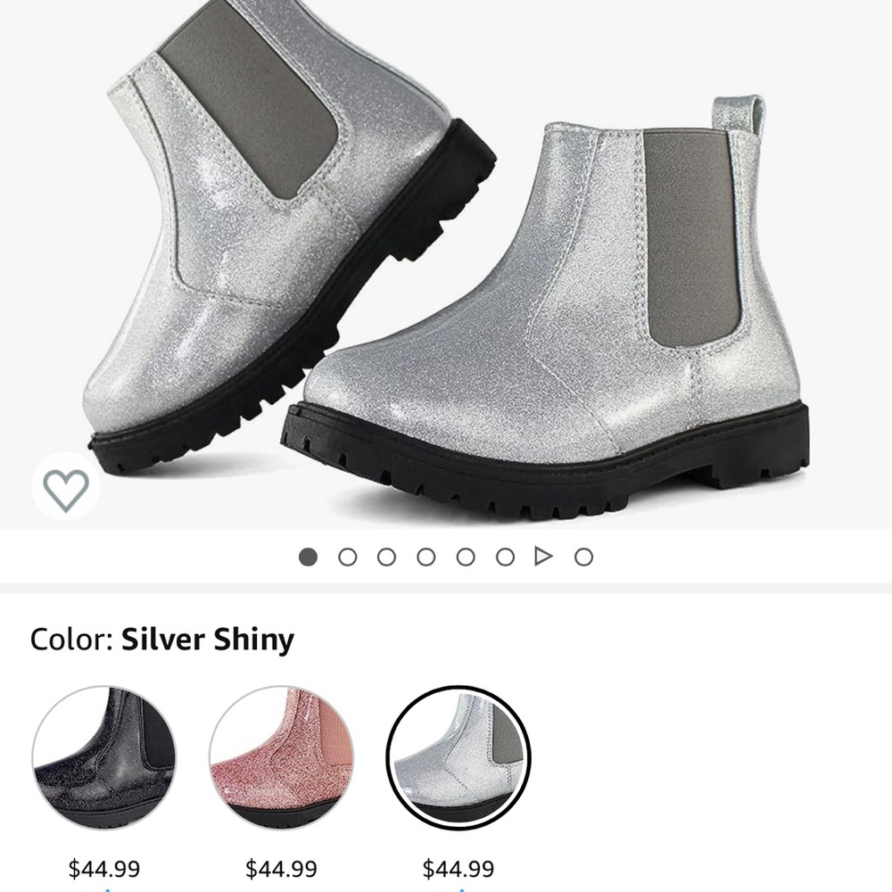 NWT Silver Glitter Chelsea Boots size 7 little girls